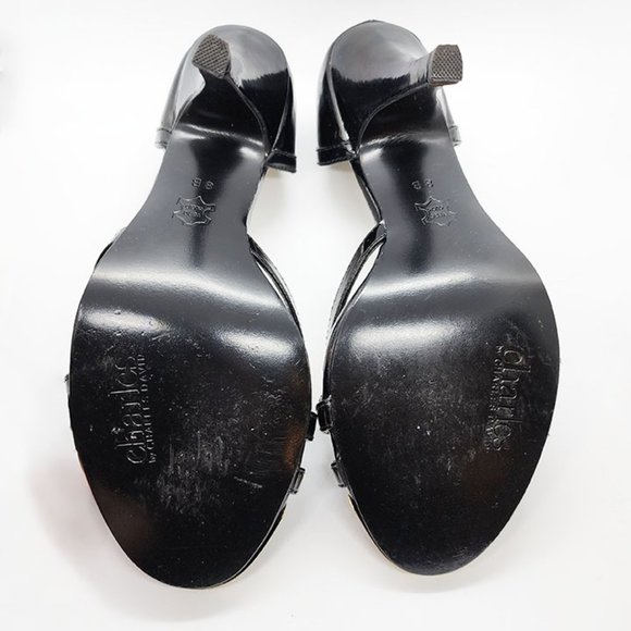 BLACK PATENT LEATHER CHARLES DAVID JAGGER SHOES. SIZE 8B. WORN ONCE INDOORS ONLY - Picture 4 of 4